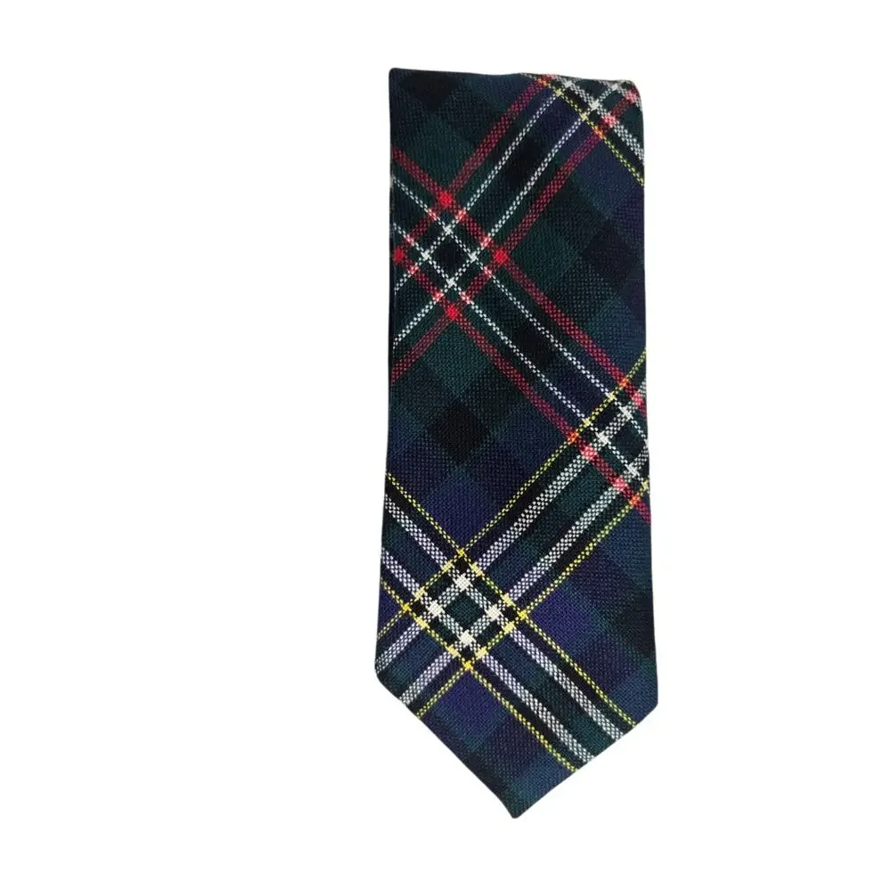 Classic Tartan Plaid Men Neck Tie Made in Scotland New Wool Academia Green